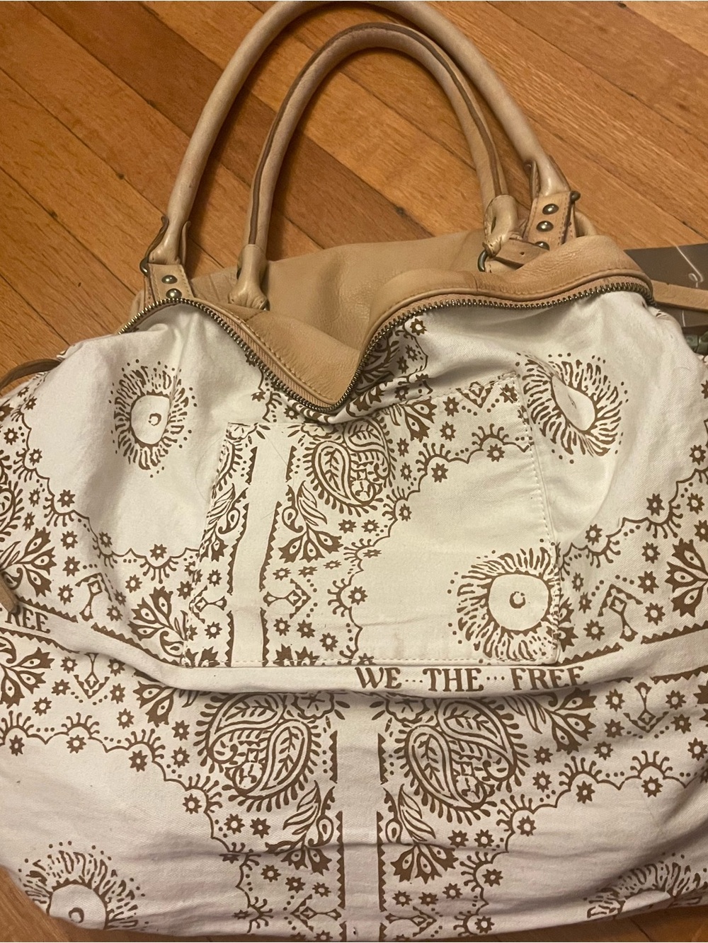Free People Emerson Large Leather Tote Bag Tan Boho Slouchy Purse We The Free - Picture 7 of 9
